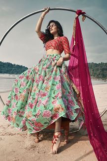 Picture of Unique Sky Blue Colored  Designer Lehenga Choli