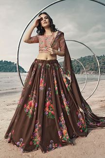 Picture of Amazing Brown Colored Lehenga Choli Set