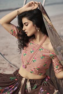 Picture of Amazing Brown Colored Lehenga Choli Set