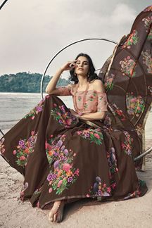 Picture of Amazing Brown Colored Lehenga Choli Set