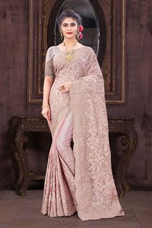 Picture of Dusty Pink Colored Designer Saree
