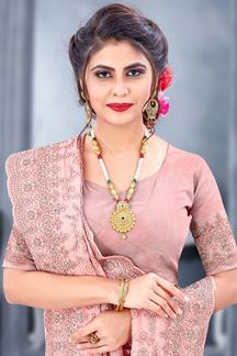 Picture of Light Pink Colored Designer Saree