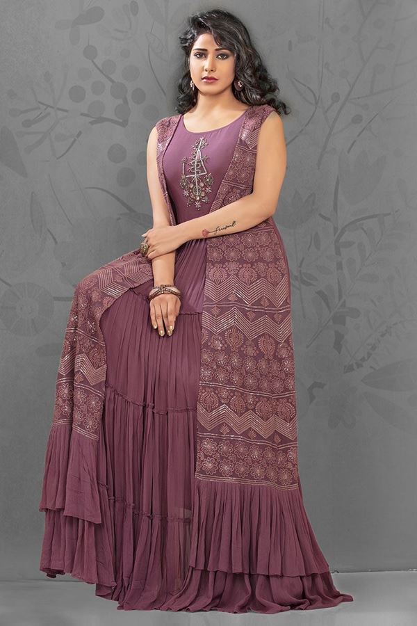 Picture of Compromising Purple Colored Designer Kurti