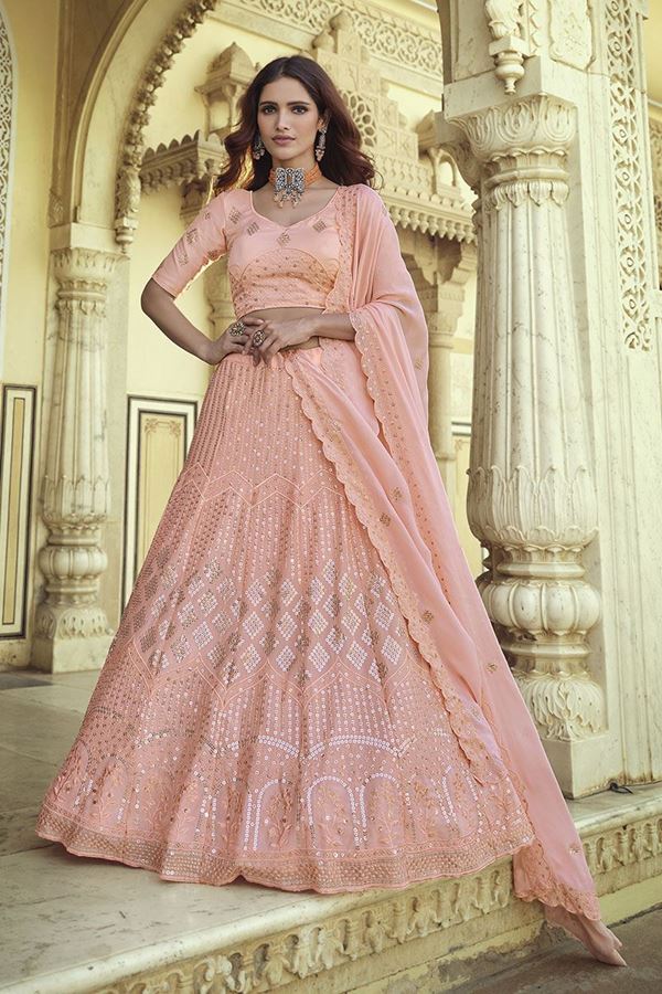 Picture of Impressive Pink Colored Designer Georgette Lehenga Choli