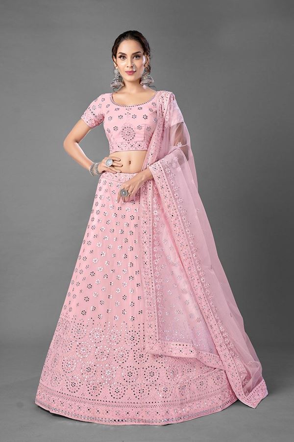 Picture of Sensational Pink ColoredDesigner Bridal Wear Georgette Lehenga Choli
