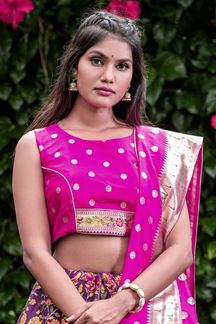 Picture of Purple & PinkColored Designer Silk Weaving Print Lehenga Choli