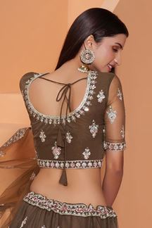 Picture of Breath-taking Brown Colored Partywear Designer Lehenga Choli