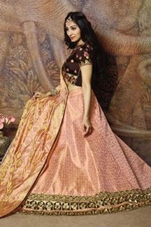 Picture of Brown & Peach Colored Partywear Lehenga Choli
