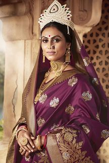 Picture of Designer Purple Colored Banarasi Silk Weaving Saree
