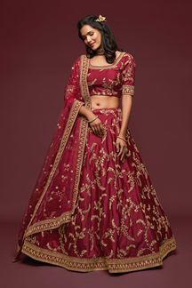 Picture of Designer Burgundy Colored Traditional Lehenga choli