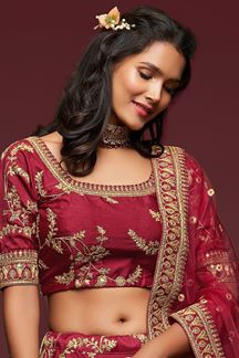 Picture of Designer Burgundy Colored Traditional Lehenga choli