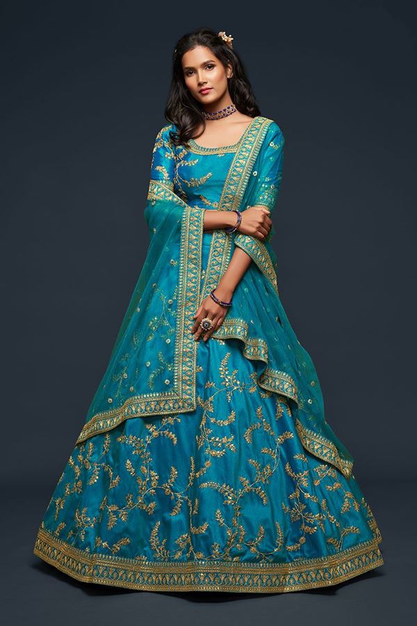 Picture of Designer turquoise Colored Traditional Lehenga choli
