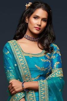 Picture of Designer turquoise Colored Traditional Lehenga choli