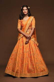 Picture of Designer Orange Colored Traditional Lehenga choli