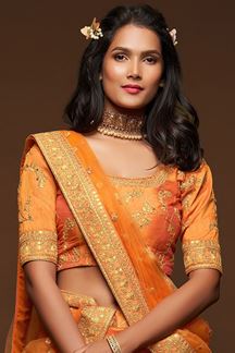 Picture of Designer Orange Colored Traditional Lehenga choli