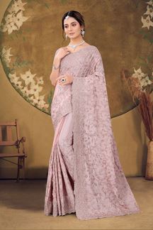 Picture of Lavender Colored Designer Chinon Festive Saree