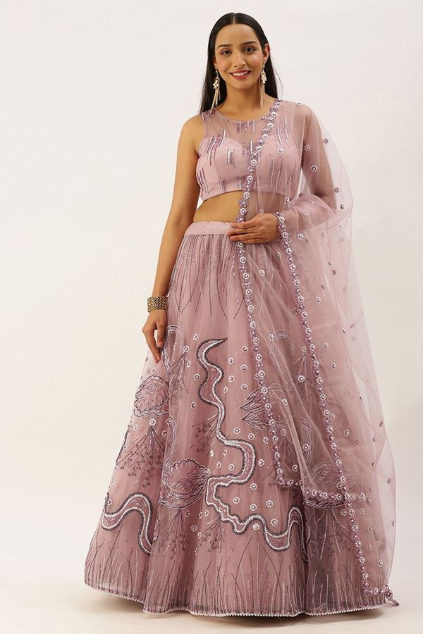 Picture of Designer Wedding Wear lavender Colored Lehenga Choli