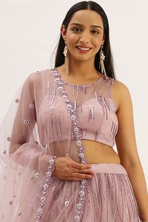 Picture of Designer Wedding Wear lavender Colored Lehenga Choli