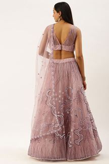 Picture of Designer Wedding Wear lavender Colored Lehenga Choli