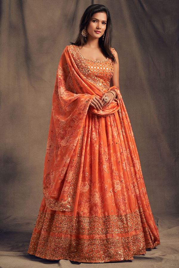 Picture of Elegant Orange Colored Designer Lehenga Choli