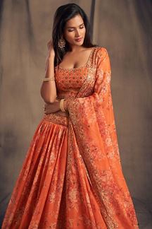 Picture of Elegant Orange Colored Designer Lehenga Choli