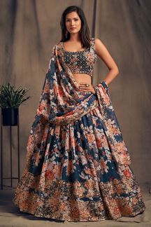 Picture of Exquisite Dove Blue Colored Designer Lehenga Choli