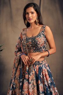 Picture of Exquisite Dove Blue Colored Designer Lehenga Choli