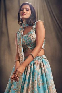 Picture of Irresistible Sky Blue Designer Lehenga Choli