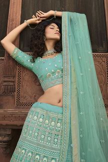 Picture of Elegant Turquoise Colored Designer Lehenga Choli