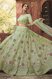 Picture of Alluring Pista Green Colored Designer Lehenga Choli