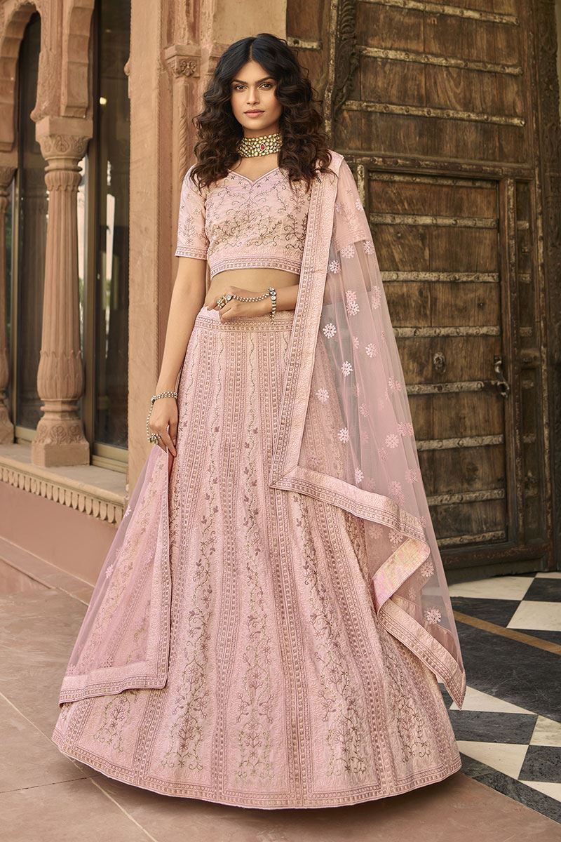 Buy Designer Gold Pink Lehenga Gown for Indian Bridal Wear – Nameera by  Farooq-thephaco.com.vn