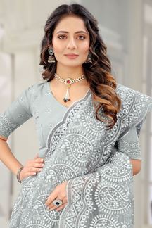 Picture of Phenomenal Grey Colored Designer Traditional Saree