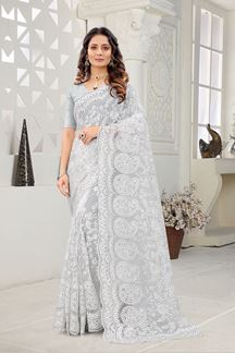 Picture of Exclusive White Colored Designer Traditional Saree