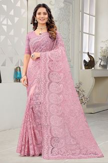 Picture of Ravishing Light Pink Colored Designer Traditional Saree