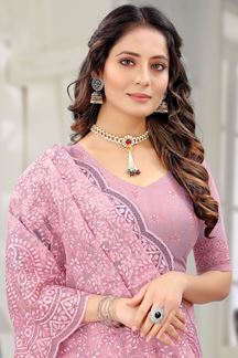 Picture of Ravishing Light Pink Colored Designer Traditional Saree