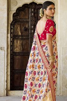 Picture of Appealing Cream and Red Colored Designer Saree