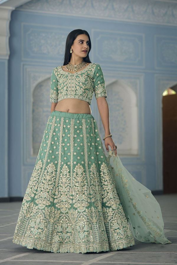 Picture of Charming Turquoise Colored Designer Lehenga Choli