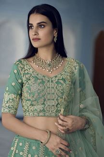 Picture of Charming Turquoise Colored Designer Lehenga Choli