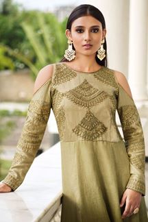 Picture of Charming Pista Green Colored Designer Suit (Unstitched suit)