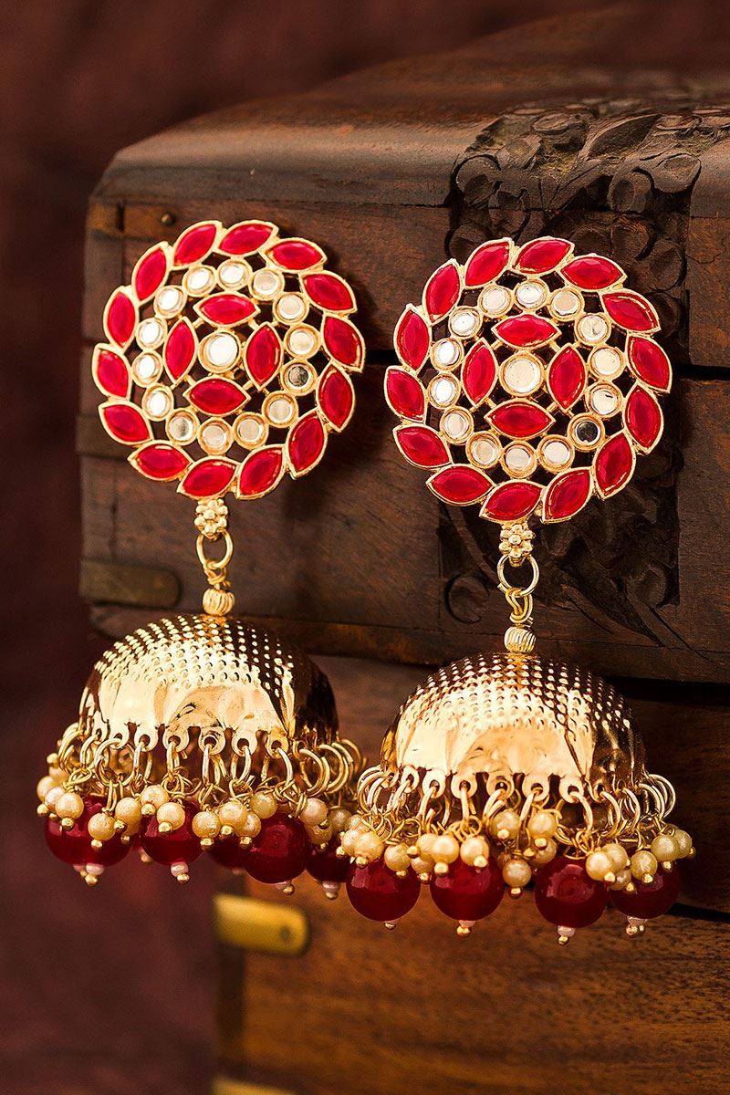 Artificial gold Plated Earrings  Gold Plated Circular Earrings  Madhurya