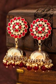 Picture of Delightful Red Colored Imitation Jewellery-Earring
