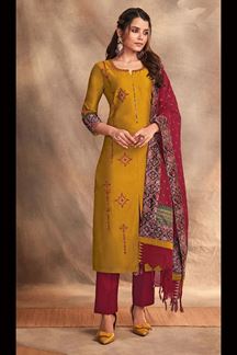 Picture of Irresistible Mustard Colored Designer Suit