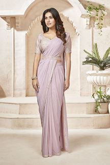 Picture of Attractive Mauve Pink Colored Ready to wear Designer Saree