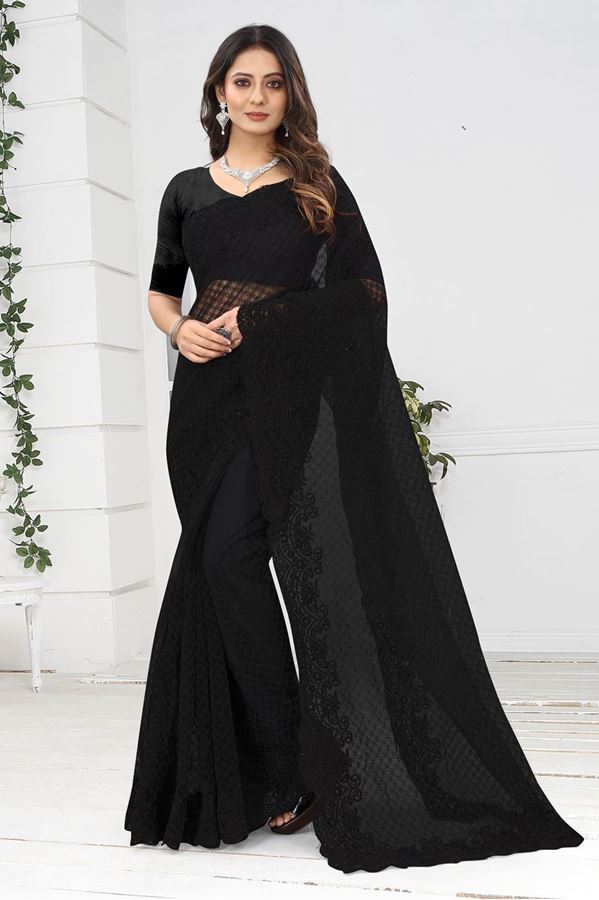 Picture of Aesthetic Black Colored Designer Saree