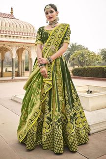 Picture of Flawless Green Colored Designer Silk Lehenga Choli