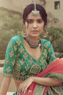 Picture of Artistic Green Colored Designer Silk Lehenga Choli