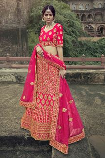Picture of Amazing Pink Colored Designer Silk Lehenga Choli