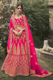 Picture of Stylish Pink Colored Designer Silk Lehenga Choli