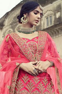 Picture of Classy Pink Colored Designer Silk Lehenga Choli
