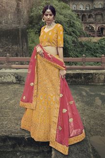 Picture of Gorgeous Yellow Colored Designer Silk Lehenga Choli